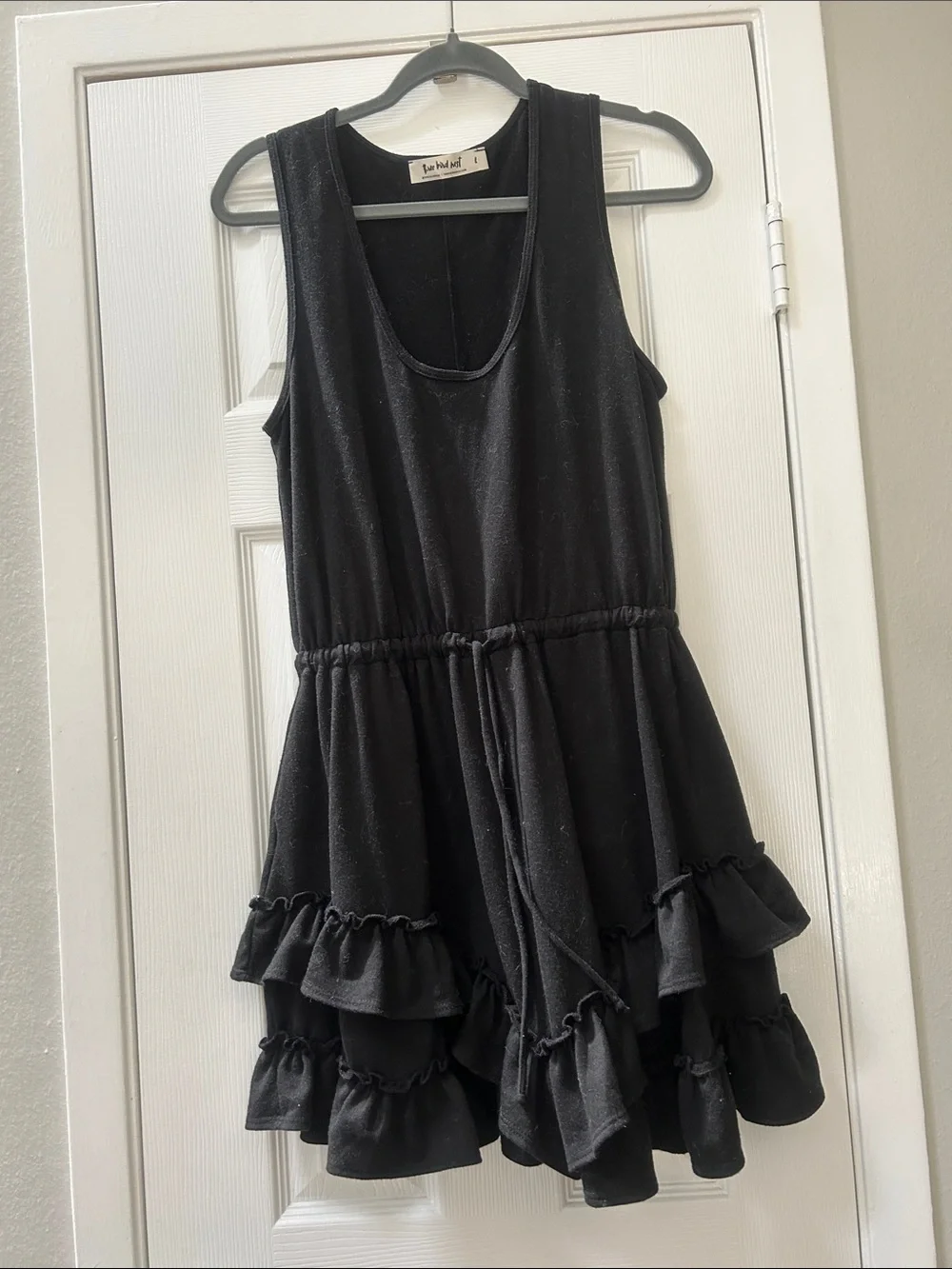 Three Bird Nest Black Ruffled Mini Dress